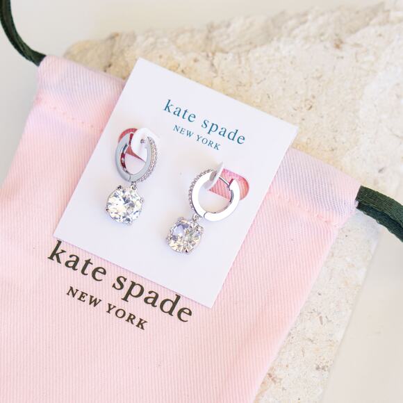 kate spade Jewelry - Kate Spade That Sparkle Pavé Mini Hoops Silver